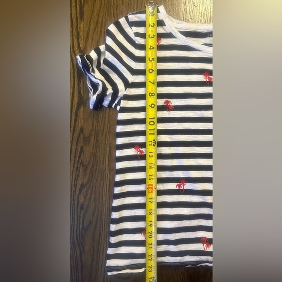 EUC Talbots Dark Navy & White Stripe Shirt w/ Red Palm Trees - women’s medium - Picture 3 of 5